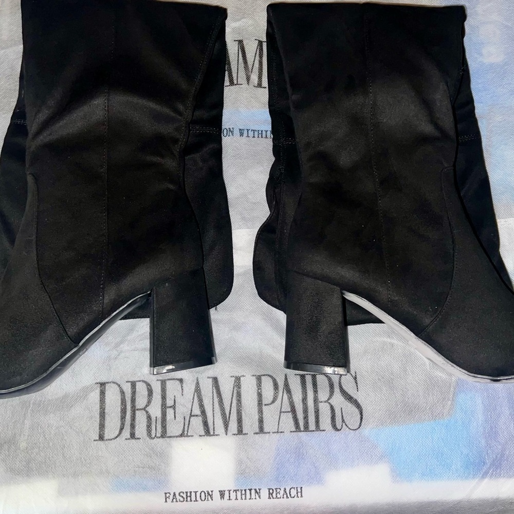 Dream Pairs Women's Elegant Black Heeled Boots